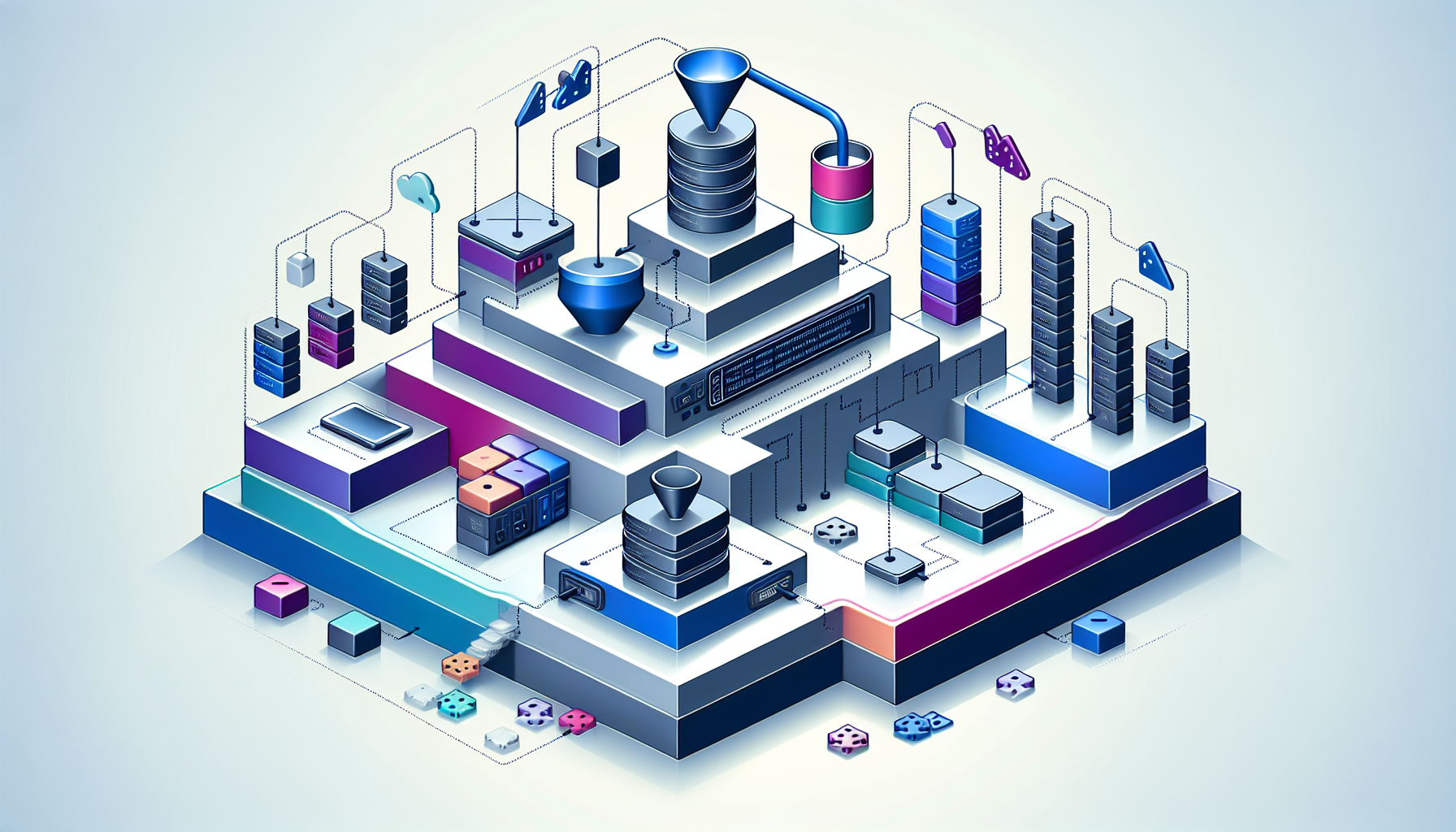 Make 시나리오 단계별 구성 - 중복 방지, 라우터, 배열 집계 모듈 자동화 흐름 일러스트