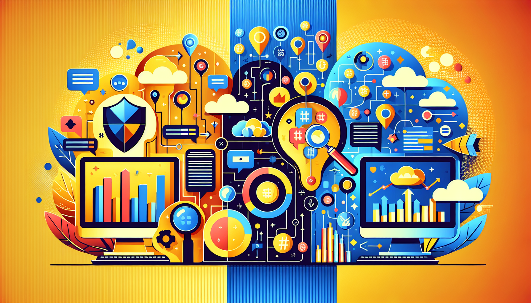 경쟁사 콘텐츠 모니터링과 트렌드 키워드 리서치 활용 시나리오 일러스트