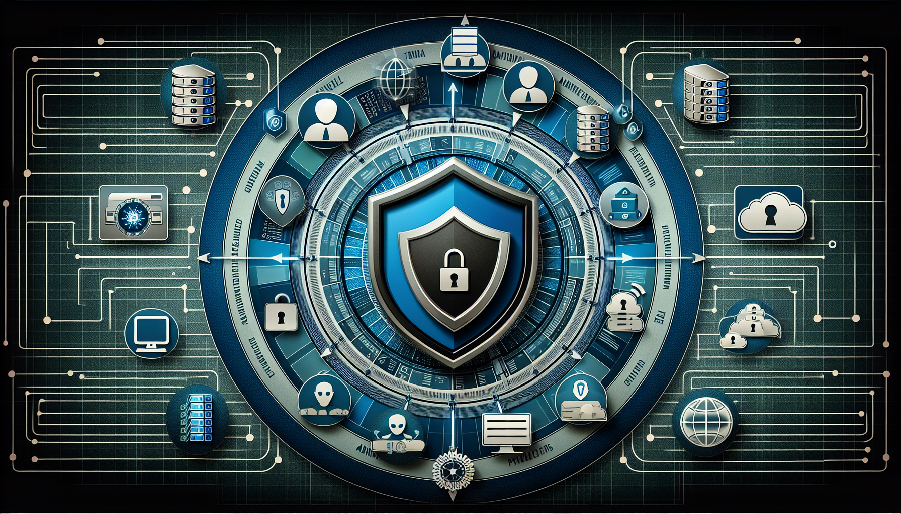 데이터베이스 보안과 개인정보 보호 체계를 시각화한 일러스트