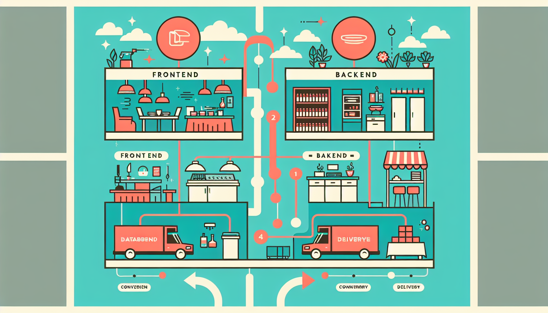 레스토랑 비유로 설명하는 웹 서비스 구조 다이어그램