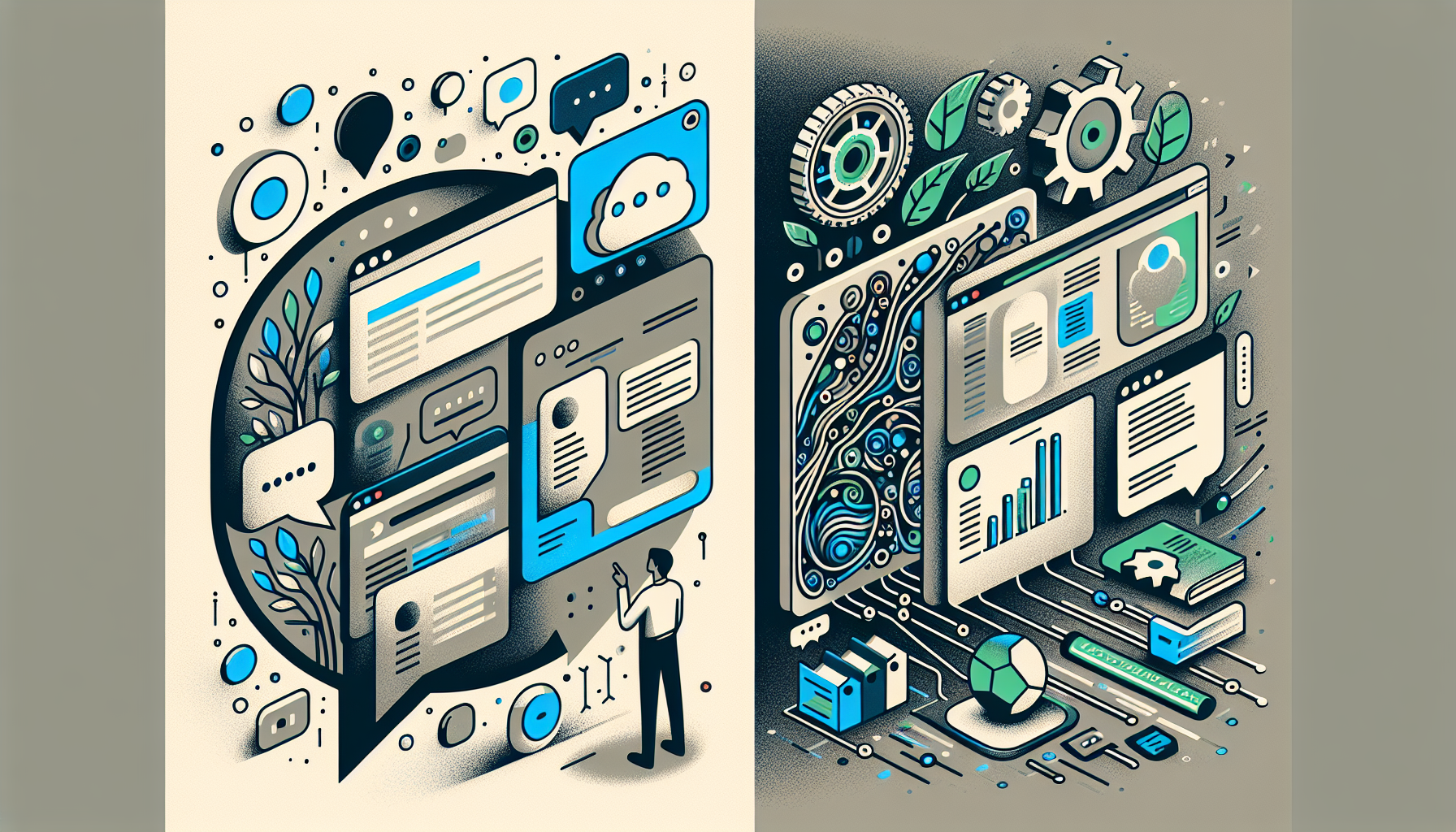 ChatGPT와 Claude CLI의 기능 차이를 비교한 개념 일러스트