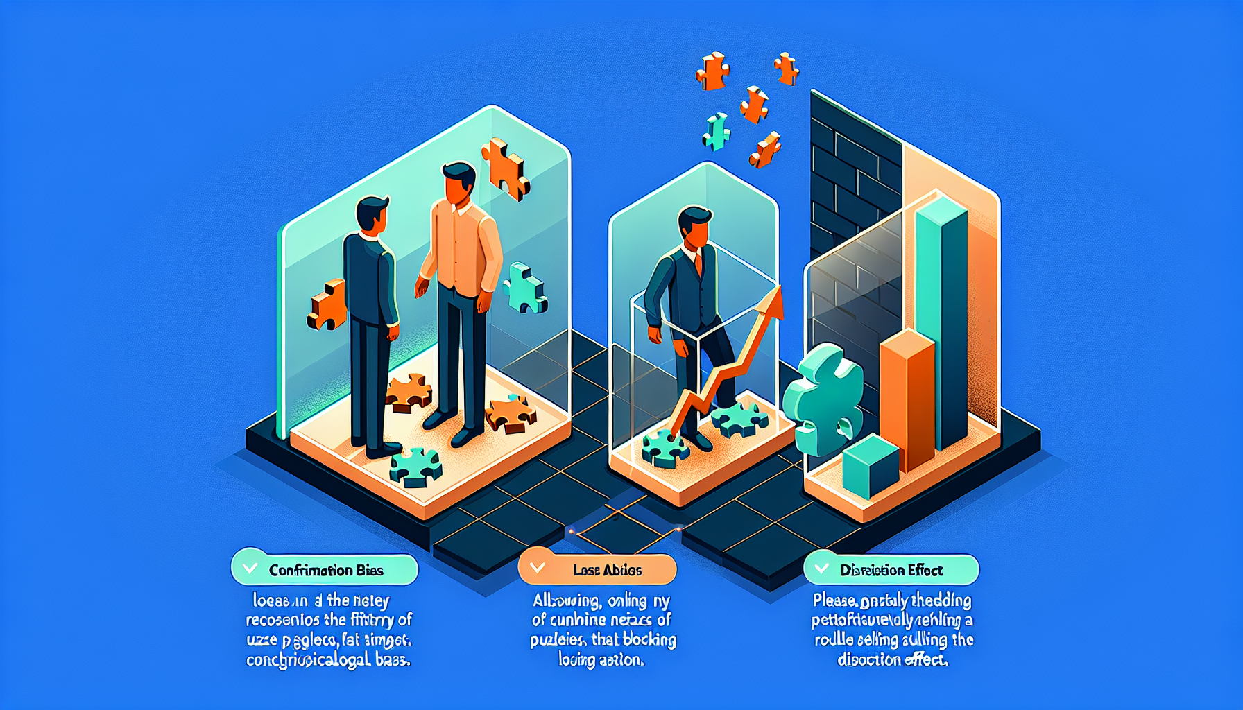 투자자의 세 가지 심리적 함정 - 확증 편향, 손실 회피, 처분 효과 일러스트