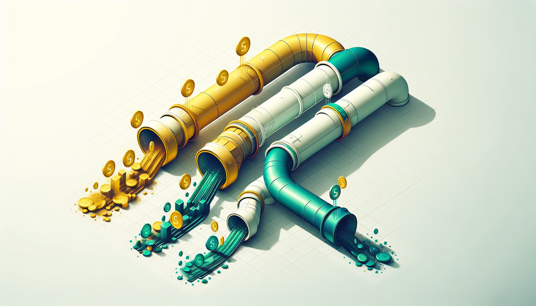 유튜브 채널의 광고 수익, 숏폼 수익, 비즈니스 서비스 판매 등 세 가지 수익 파이프라인 구조 일러스트