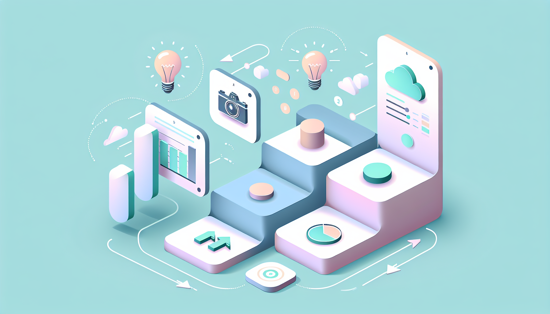 유튜브 채널 개설을 위한 단계별 준비 과정을 카드 형태로 표현한 실전 가이드 일러스트