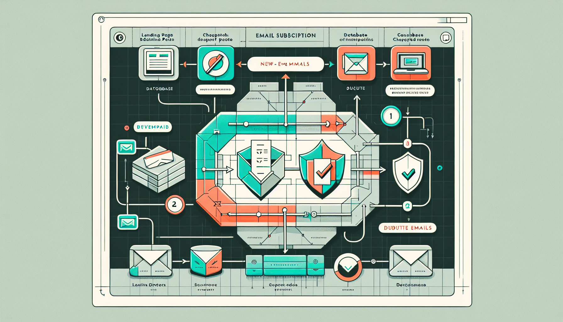 뉴스레터 구독 시스템의 이메일 중복 제거 자동화 워크플로우 다이어그램