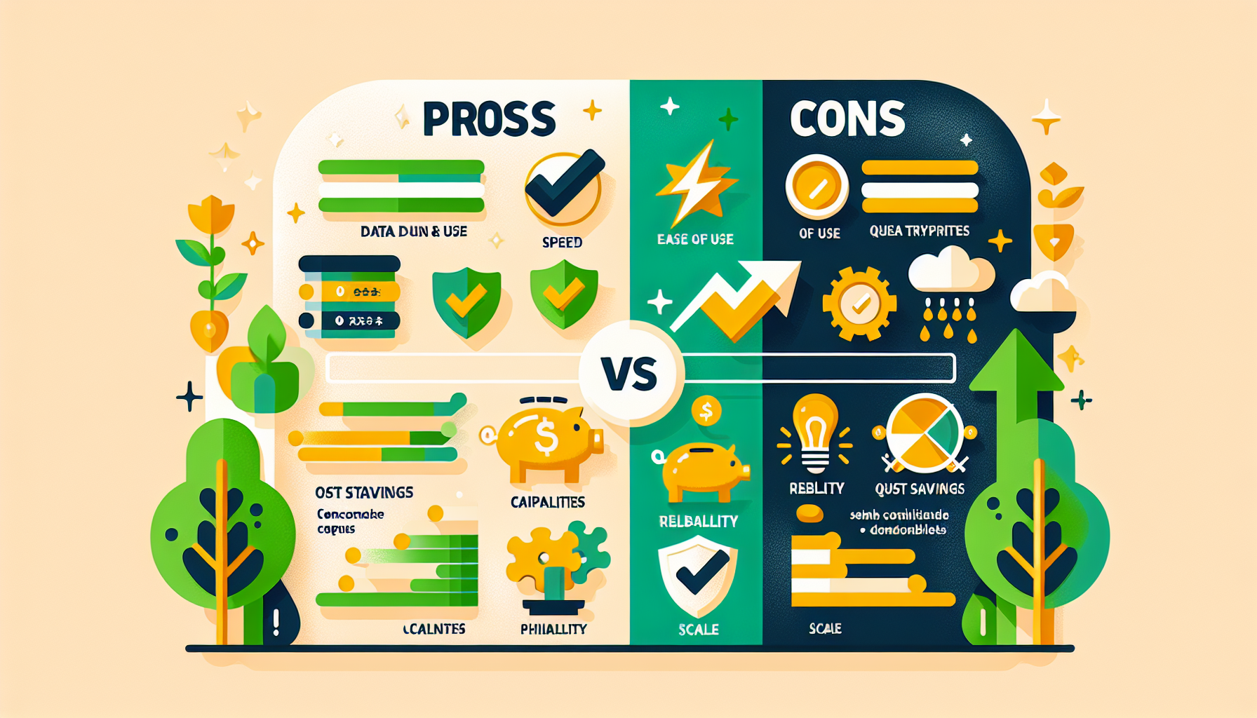 내장 데이터베이스의 장점과 제한사항을 비교한 의사결정 가이드 인포그래픽